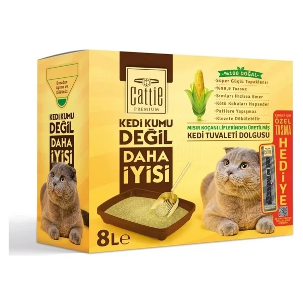 Cattie Süper Topaklanan Mısır Koçanı 8 lt Kedi Tuvaleti Dolgusu