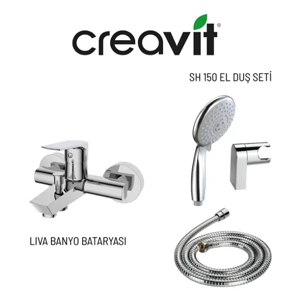 Creavit SH150 Mafsallı El Duş Seti 3f ve Liva Banyo Bataryası