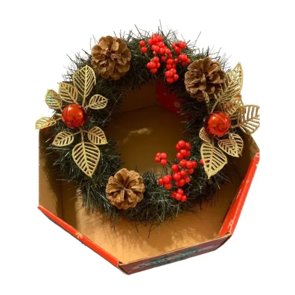 Deniz Yıldızı Takı Leva House Yılbaşı Kapı Süsü Kapı Çelengi 24 Cm Yılbaşı Kozalaklı Çelenk