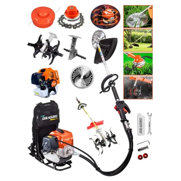 Dragro Alman 20 Hp Sırt Tipi Benzinli Motorlu Ot Çalı Tırpanı Çim Biçme Makinesi Tırpan Çapalı