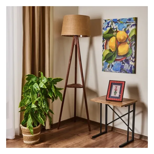 Evidea Lighting Sehpalı Tripod Lambader - Kahverengi / Ceviz - 153 cm