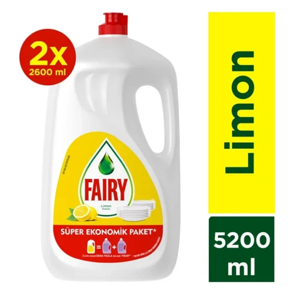 Fairy 2600 ml 2'li Limonlu Sıvı Bulaşık Deterjanı