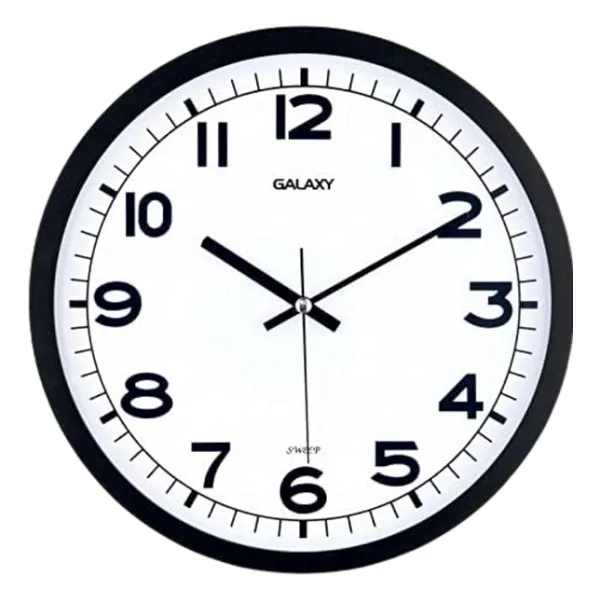 Galaxy Duvar Saati, Siyah Sessiz Akar Makine, Mineral Cam, ABS Çerçeve, 286mm Çap, Ofis ve Ev için