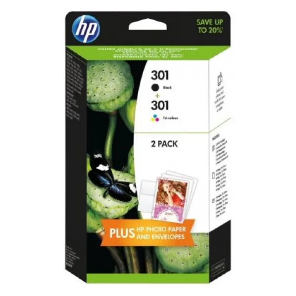 HP 301 N9J72AE Siyah + Renkli 2'li Set Kartuş