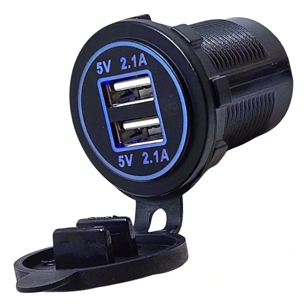IC-266C-1 Pano Tip İkili USB 4.2A Mavi Ledli Soket