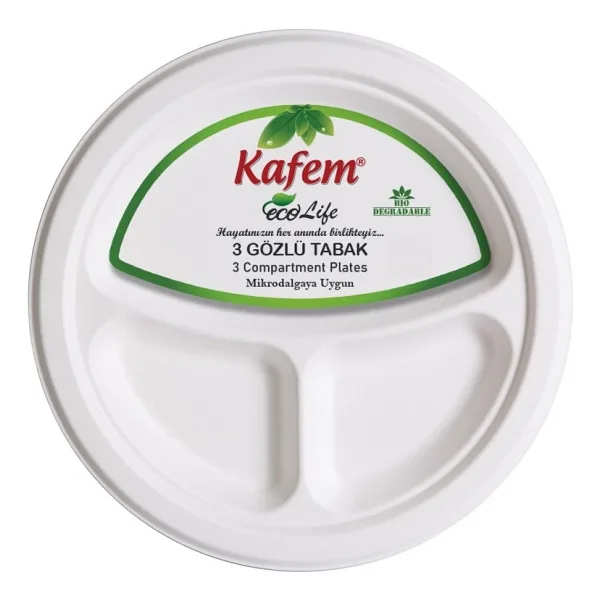 Kafem Kağıt Tabak Üç Gözlü Ekolojik 22 cm 25 Adet