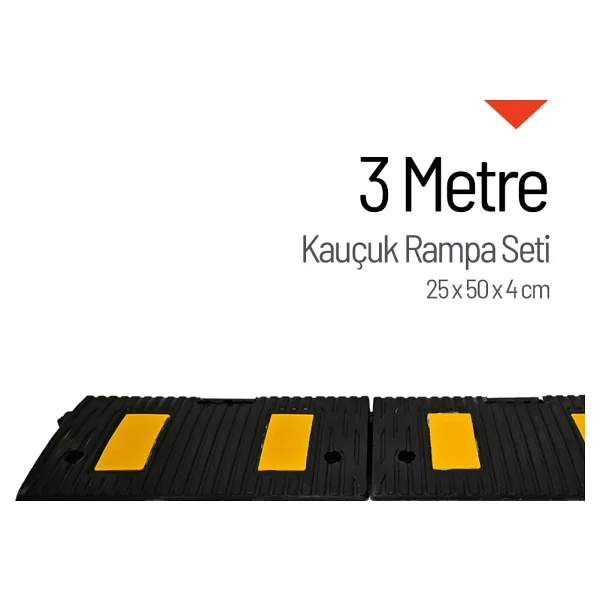 Kauçuk Rampa, Otopark Rampası, Kaldırım Rampası 25 x 50 x 4 cm 3 Metre