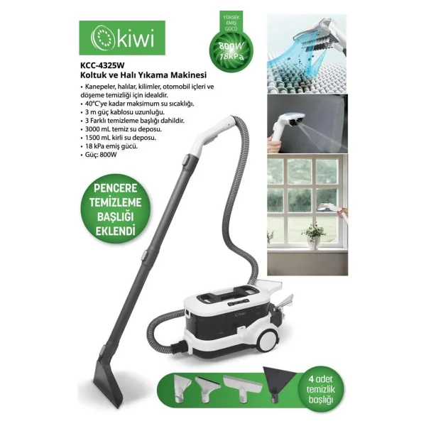 Kiwi KCC-4325W Beyaz Koltuk ve Halı Yıkama Makinesi