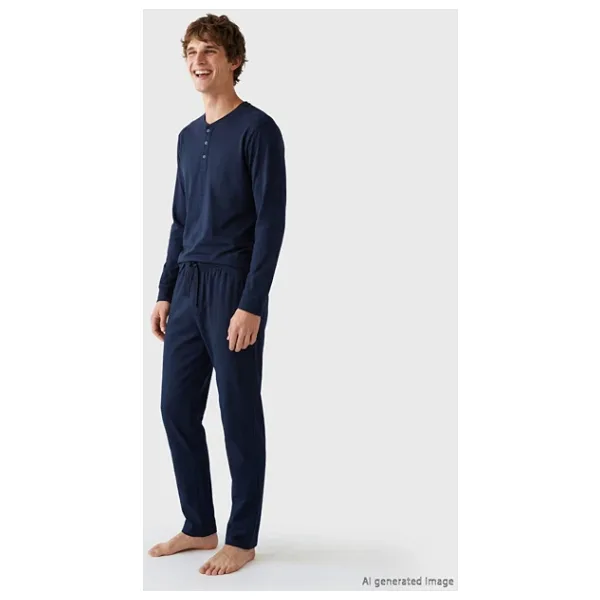 LC Waikiki Lacivert Standart Kalıp Erkek Pijama Takım