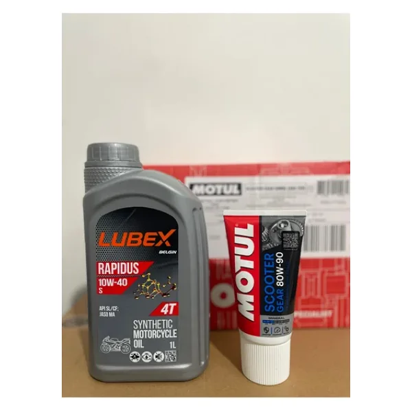 Lubex Rapidus 10W-40 Sentetik Motosiklet Motor Yağı 1 Lt Ve 80W-90 Scooter Şanzıman Yağı 150 Ml