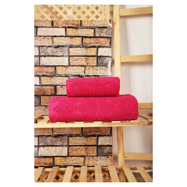 Mira Home 2 Parça Jakarlı Banyo Havlu Takımı Doku Desen