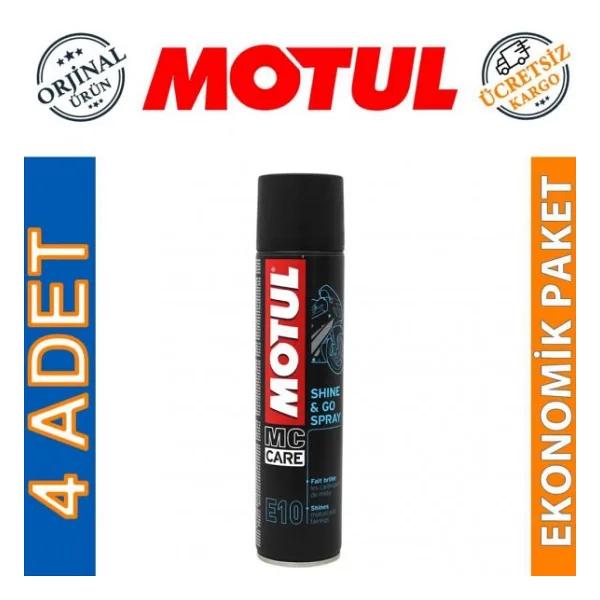 Motul E10 Shine & Go Spray 400 ML Parlatıcı Sprey (4 Adet)