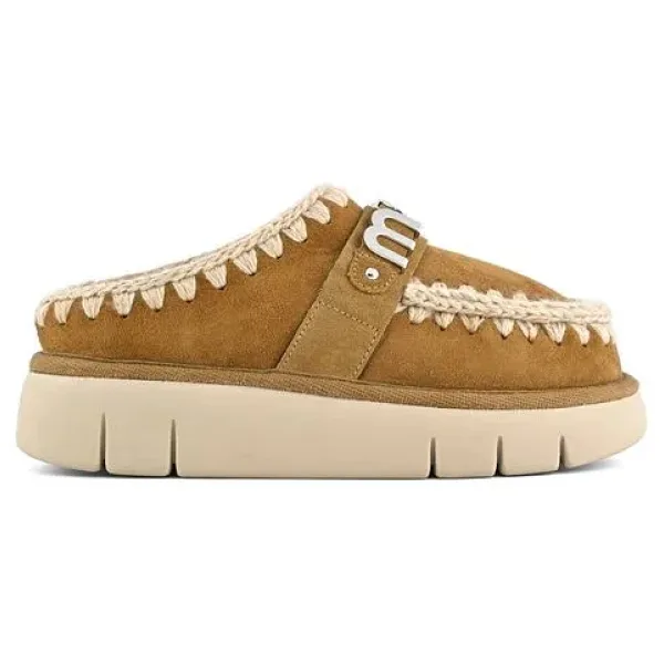 MU.FW531009A Kadın Terlik/ Panduf ( Ev ) MU.FW531001A COG Mou Bounce clog metal logo Cognac