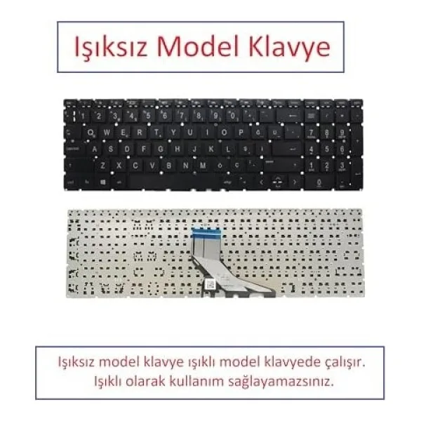 Notebook Klavye - Siyah-Işıksız - Pavilion - 15-Cs, 15-Cw, 15-Da, 15-Db, 15-Dk, 15-Dw, 15-Ec, 250 G7, 250 G8, 250 G9, 255 G7, 255 G8, 255 G9, 256 G7, 258 G7 Muadili ile Uyumlu - HP-120 - 001-Renkli -