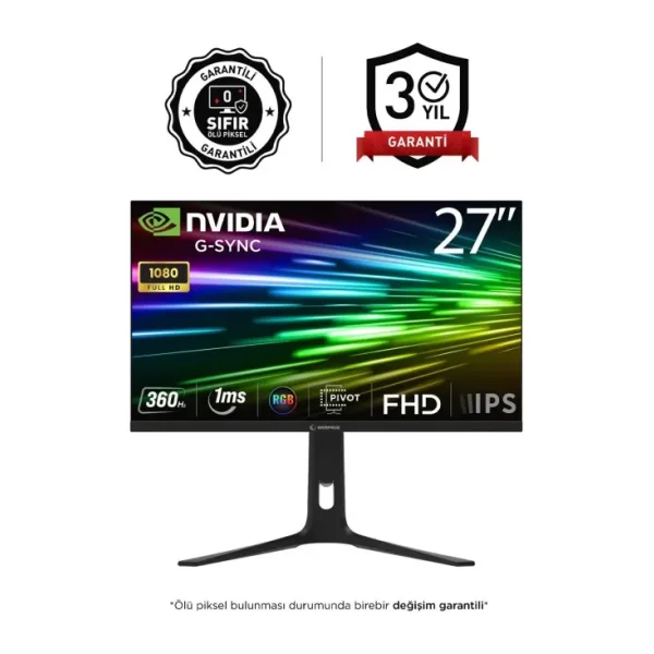 Rampage Ellipse EL27R360F 27" 1 ms Full HD Pivot IPS 360 Hz Oyuncu Monitörü