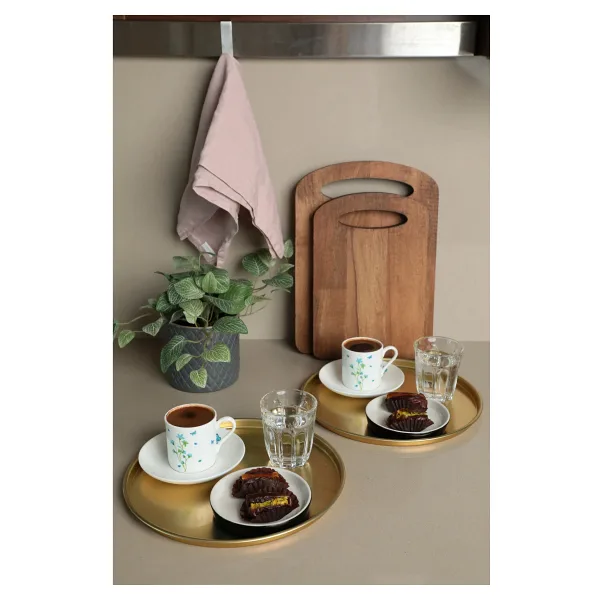 Sarkap Home 24 cm 2'li Yuvarlak Sunumluk Tepsi - Gold