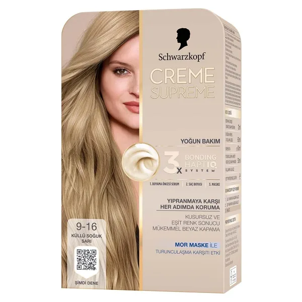 Schwarzkopf Creme Supreme 9.16 Küllü Soğuk Sarı Saç Boyası