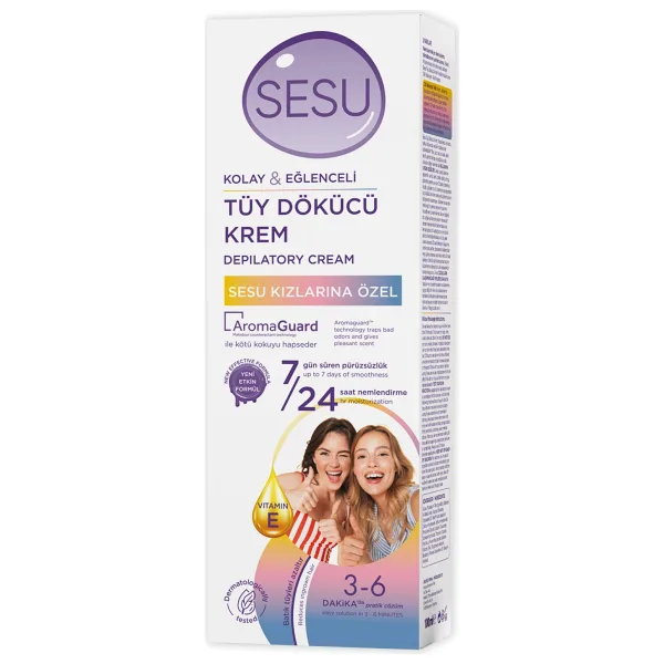Sesu Tüy Dökücü Krem 100 ml 7 Gün Süren Pürüzsüzlük ve 24 Saat Nemlendirme Özelliği