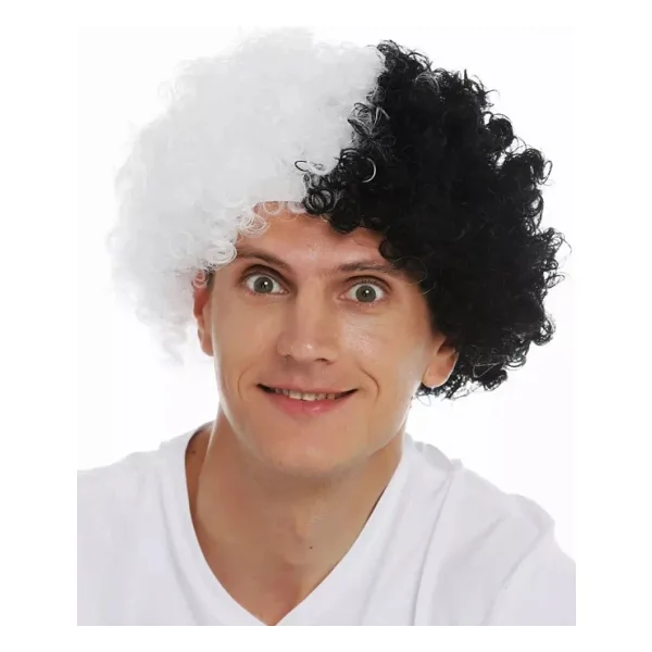 Siyah Beyaz Kıvırcık Afro Bonus Peruk Taraftar Bonus Saç