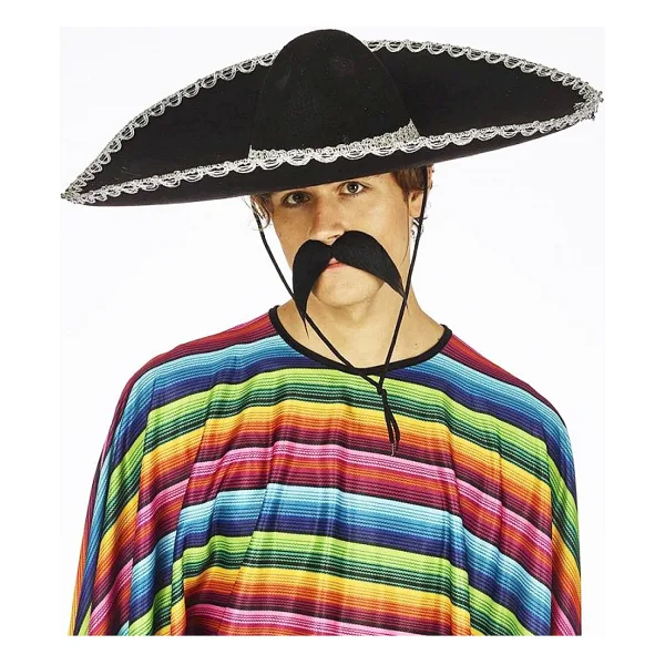 Sombrero Meksika Şapkası Mariachi Gümüş Şeritli Yetişkin Boy