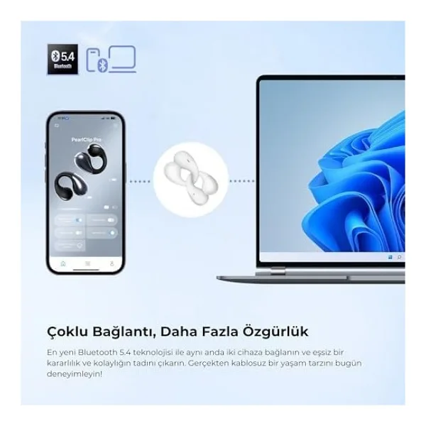 Soundpeats PearlClip Pro TWS Beyaz Open Ear Bluetooth Kulaklık