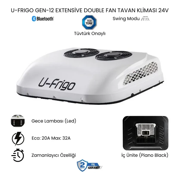 U-Frigo Araç Tavan Park Kliması Çift Fanlı 24V 32 Amper Gen-12 Extensive (Tır,Kamyon,Kamyonet)