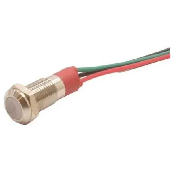 WD08L-P2/RG- 8mm 12-24V Kablolu Metal Sinyal Lambası - 2 Renk Katot