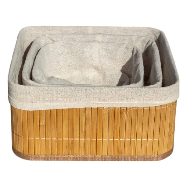 ZEYTUN Bambu Kare Organizer Sepet 3 Lü Sepet Takımı