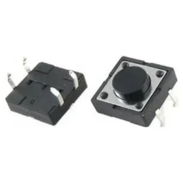 12x12x5mm 4 Pinli Siyah Push Buton - Tact Switch