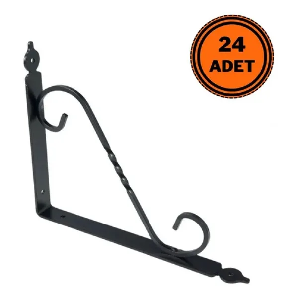 24 Adet Ferforje 16 x 20 cm Dekoratif Raf Altı Ayağı Konsol Siyah