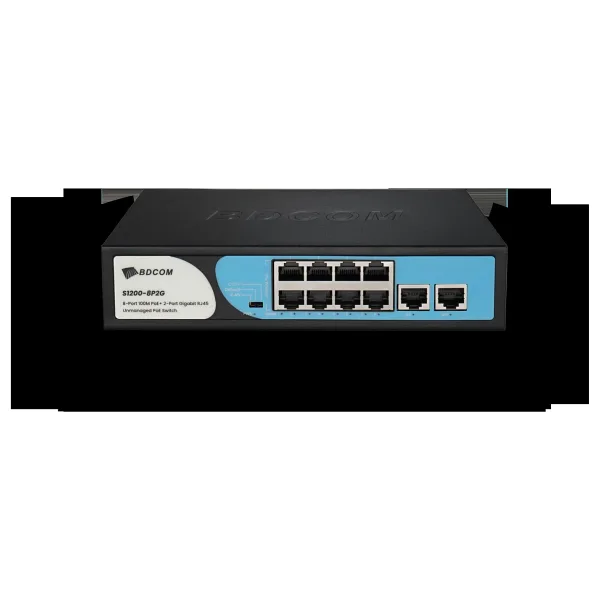 BDCOM S1200-8P2G 8 PORT 10/100 8 PORT POE 2 PORT GIGABIT UPLINK 90W YONETILEMEZ DESKTOP SWITCH