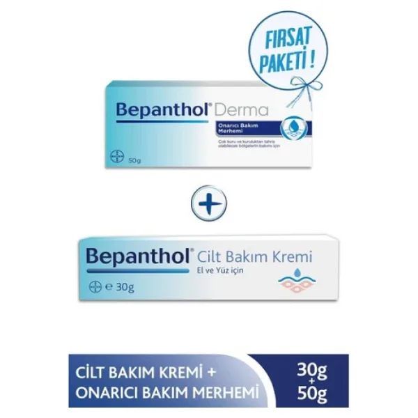 Bepanthol Derma Onarıcı Merhem 50 gr + Cilt Bakım Kremi 30 gr