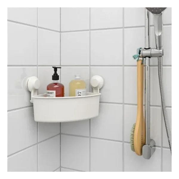 Beyaz Duş Sepeti Üçgen Model Ikea Banyo Raf Vantuzlu Sepet