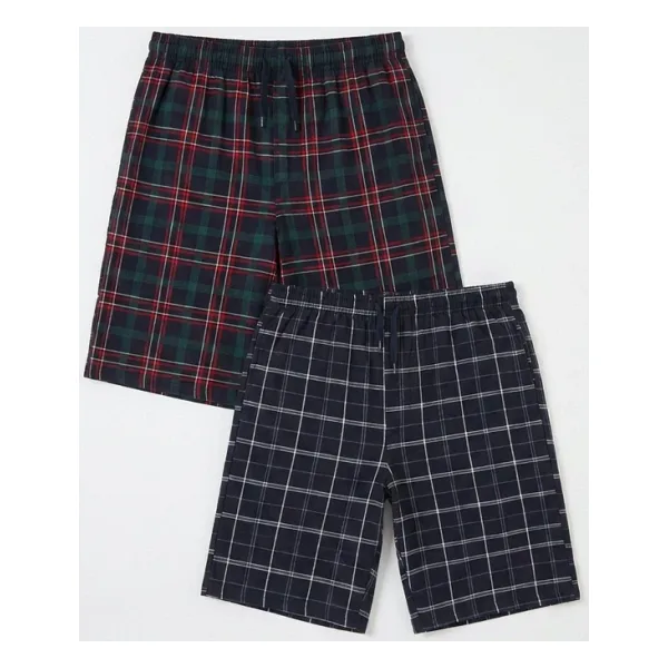 Buratti Pamuklu Regular Fit Bağlamalı Cepli 2'li Pijama Paket Şort Erkek Şort 6574004s2 Yeşil-Lacivert