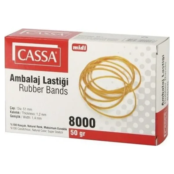 Cassa 8000 Ambalaj Lastiği (Paket Lastiği) Yüzde 100 Kauçuk 50 Gram Midi (5 Paket)