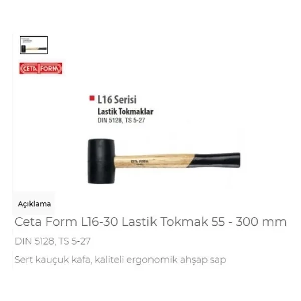 Ceta Form L16-30 55mm Lastik Tokmak