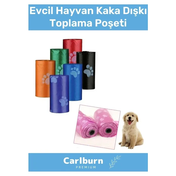 Çevre Dostu Evcil Hayvan Dışkı Toplama Pati Desenli Köpek Kaka Poşeti Torbası 4 Paket 60 Adet Rulo