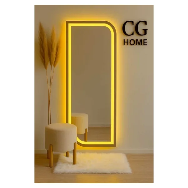 CG HOME Ledli Ayna, Lazer Kumlamalı, Dekoratif Ayna, Duvar Aynası, Konsol Aynası, Holl Aynası, Günışığı Led