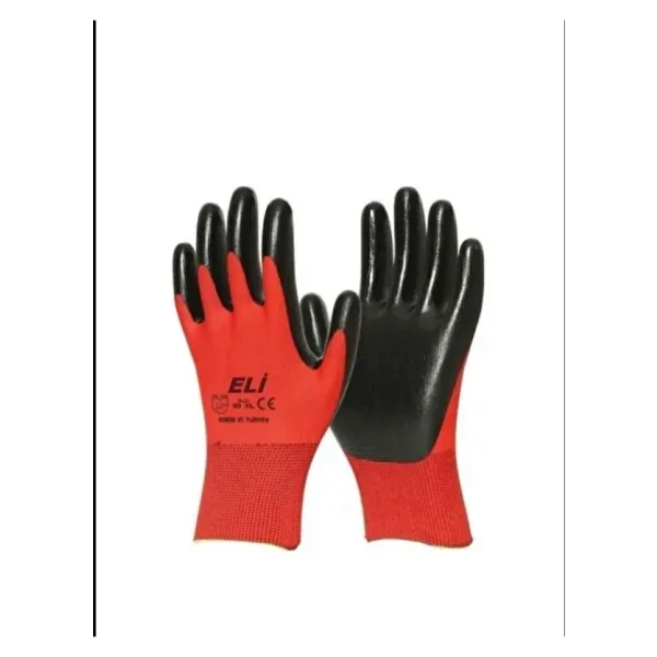 Eli Nitril 007 Iş Eldiveni No:10 Xl 1 Adet Kırmızı-siyah