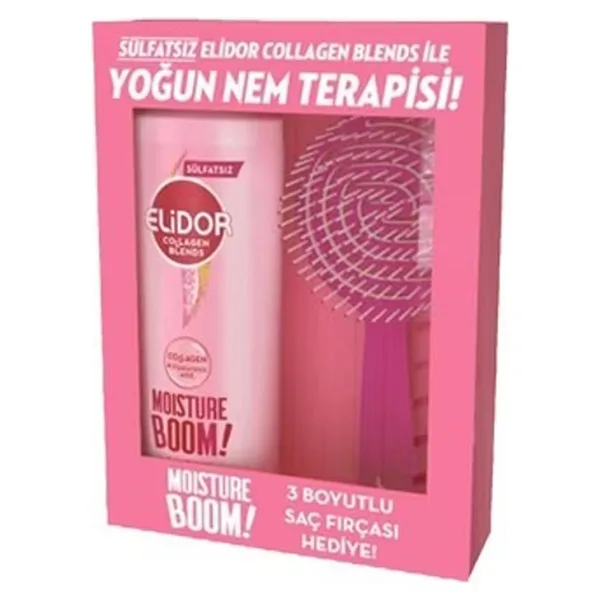 Elidor Collagen Blends Sülfatsız Yoğun Nem Terapisi Saç Bakım Seti 350 ML + 3 Boyutlu Saç Fırçası