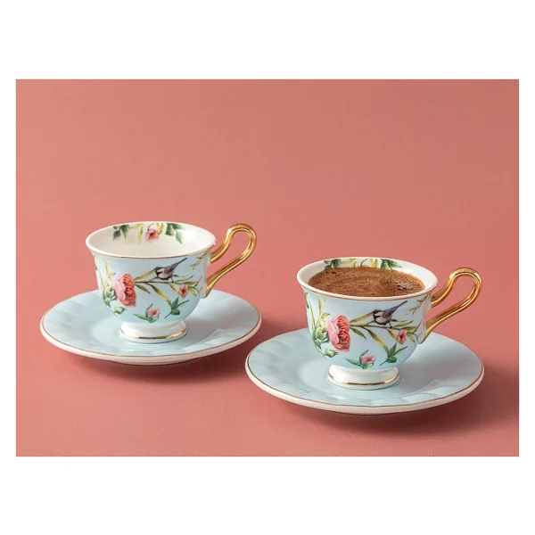 English Home Vanilla New Bone China Açık Mavi 2 Kişilik Kahve Fincan Takımı