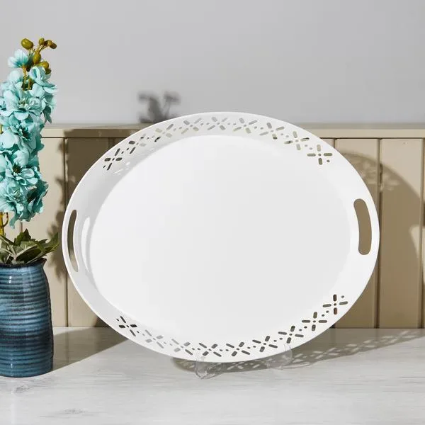 Evstyle Romantik Tepsi - Beyaz - 52x39 cm