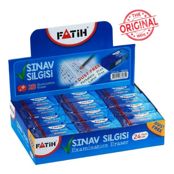 Fatih Mavi Renkli Dust Free Sınav Silgisi 24'lü Kutu Yüksek Performanslı Silgi