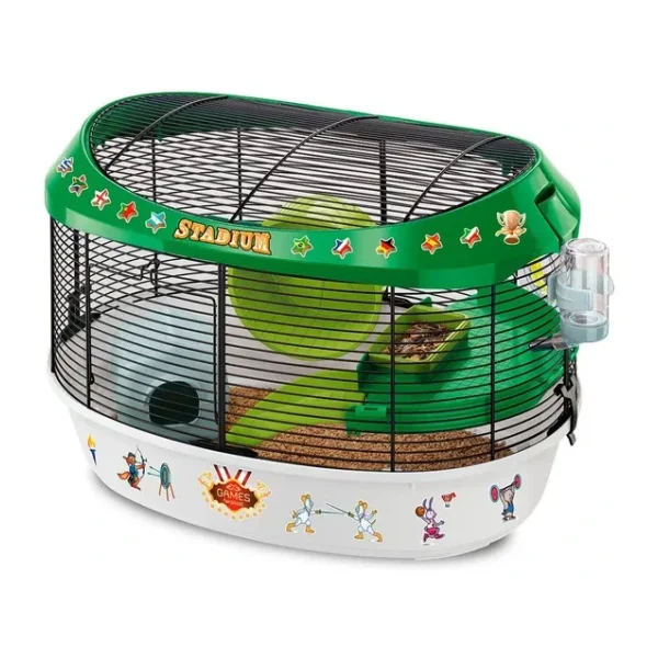 Ferplast Hamster kafesi, stadyum kemirgen kafesi, küçük hayvan kafesi, hamster aksesuarı dahil, 50 x 34 x y 33 cm.
