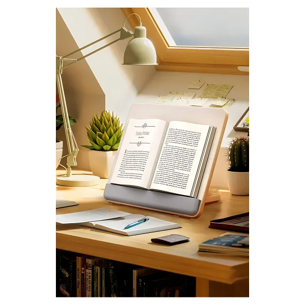 Fibaks Ahşap Portatif Ergonomik Tasarım Ayarlanabilir Laptop Tablet ve Kitap Okuma Standı - Bej
