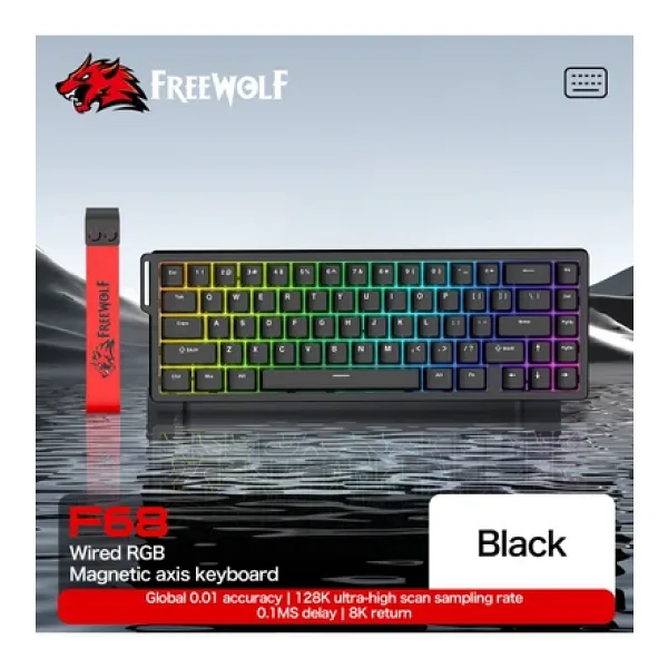 Freewolf F68 Pro Oyun Klavyesi Manyetik Switch 3 Modlu Kablosuz Bluetooth Kablolu, 8k/1k Rgb Klavye