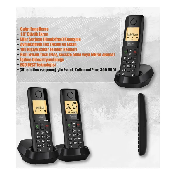 Gigaset Pure 300 Dect Telefon (siyah)