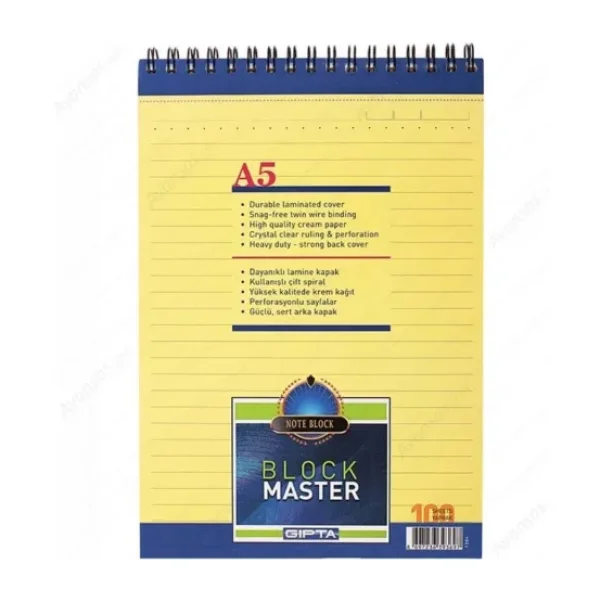 Gıpta 1384 Block Master A5 100 Yaprak Çizgili Bloknot