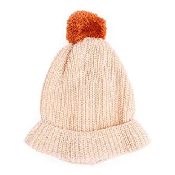 HelloBaby Unisex Ponponlu Bere Triko Ponpon Ekru Standart