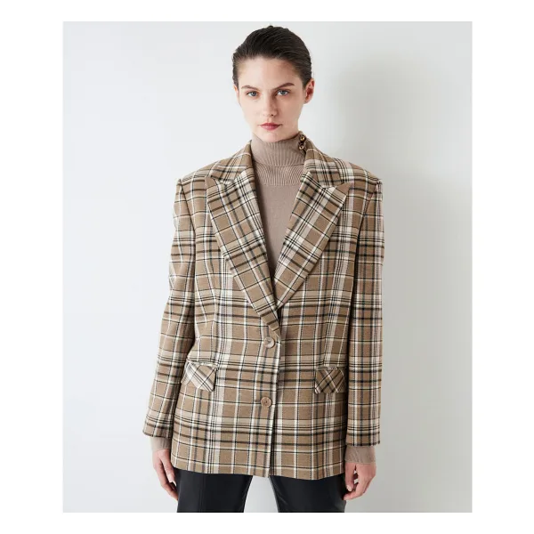 İpekyol Ekose Desen Blazer - Bej - 40